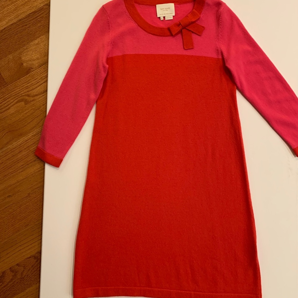 Red and pink sweater dress